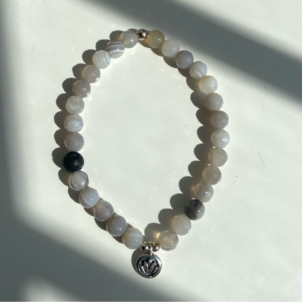 Sterling Silver Natural Moonstone Beaded Stretch Bracelet NWOT